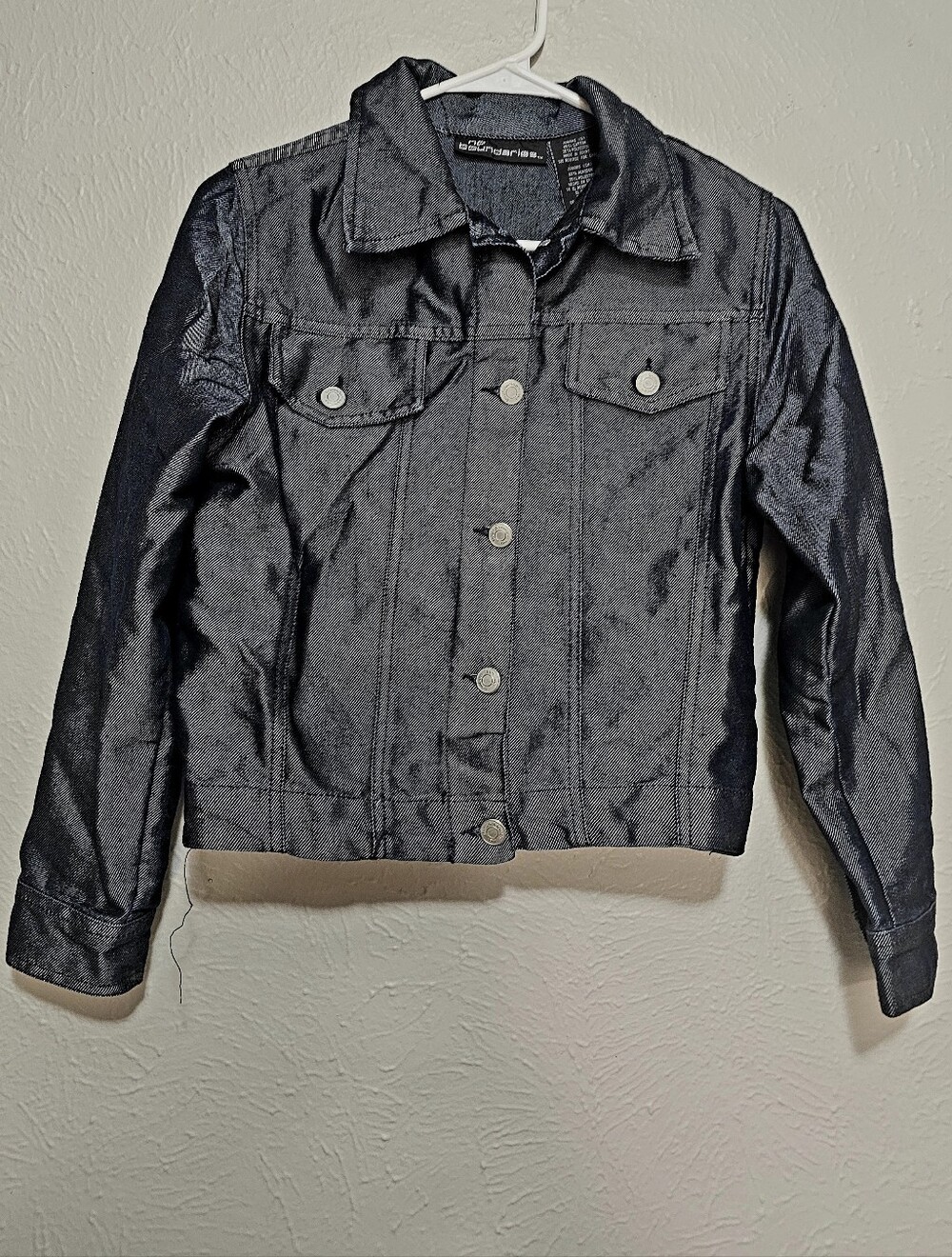 No Boundaries Shiny Black Denim Jacket for Kids